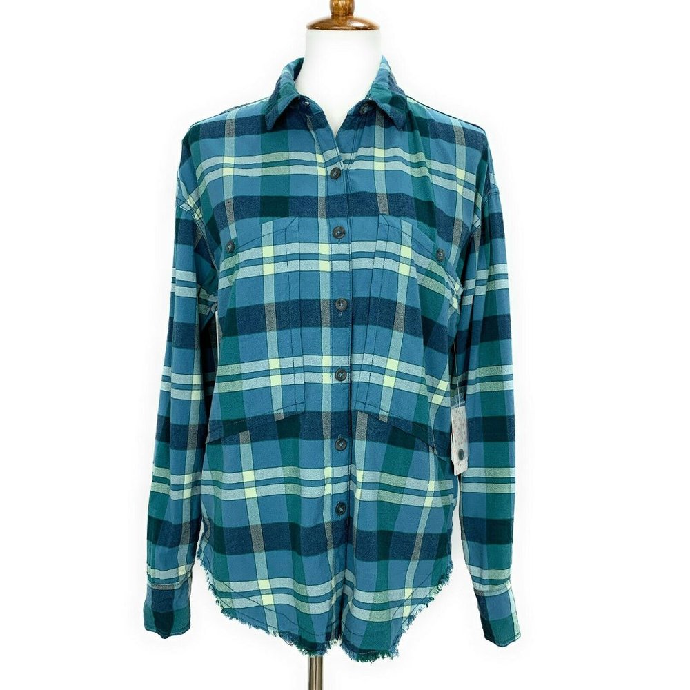 Free People Loveland Plaid Shirt Oversize S